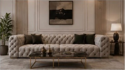 تصاميم كنب عصرية متنوعة — تصميم كلاسيك عصري: كلاسيكي بلمسة عصرية – تفاصيل فاخرة – أناقة خالدة.